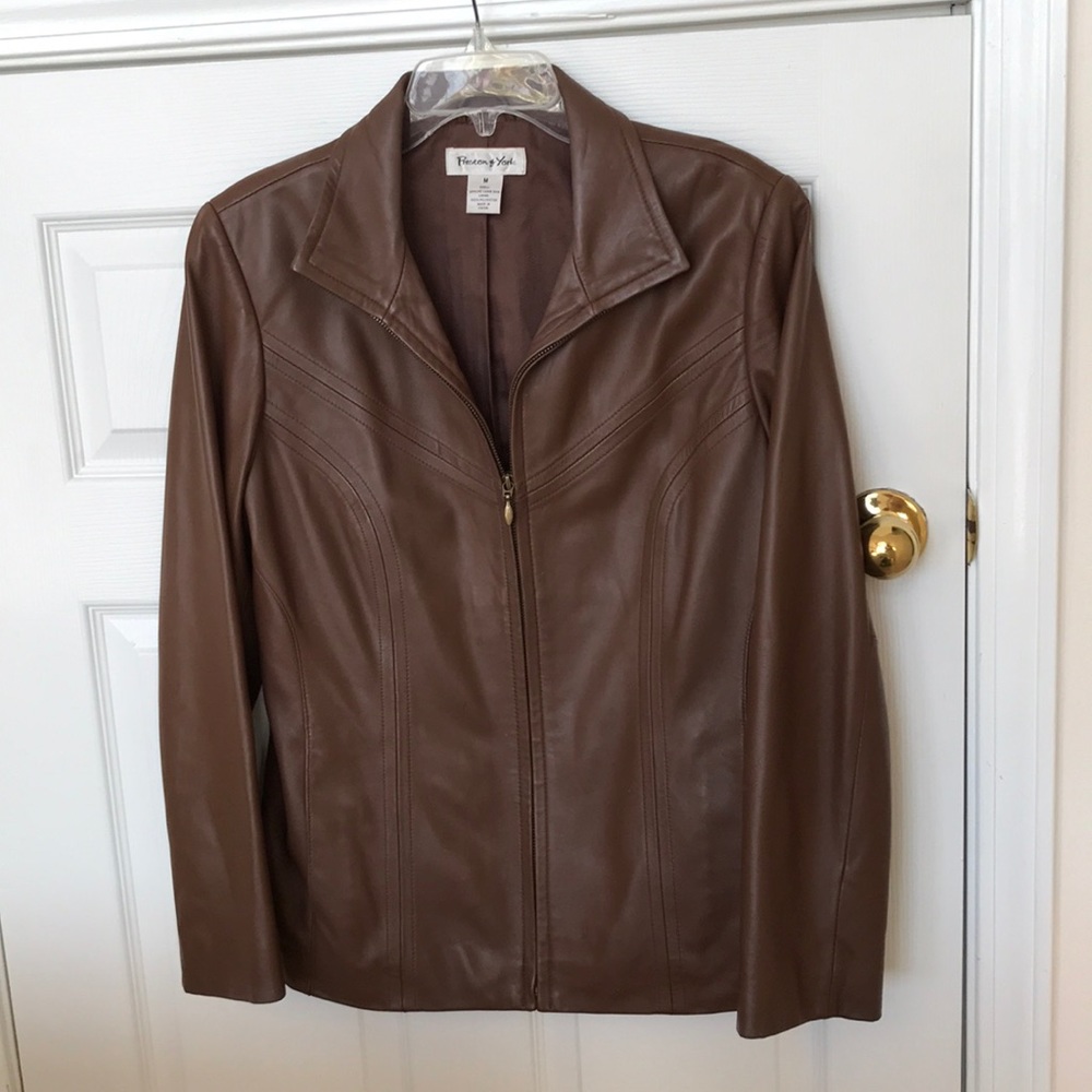 Brown lamb skin leather buttery soft jacket